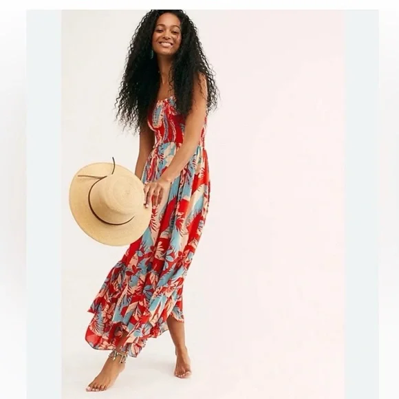 free people heat wave printed maxi dress Free People Heat Wave Printed Maxi Dress in Allure Blue Combo